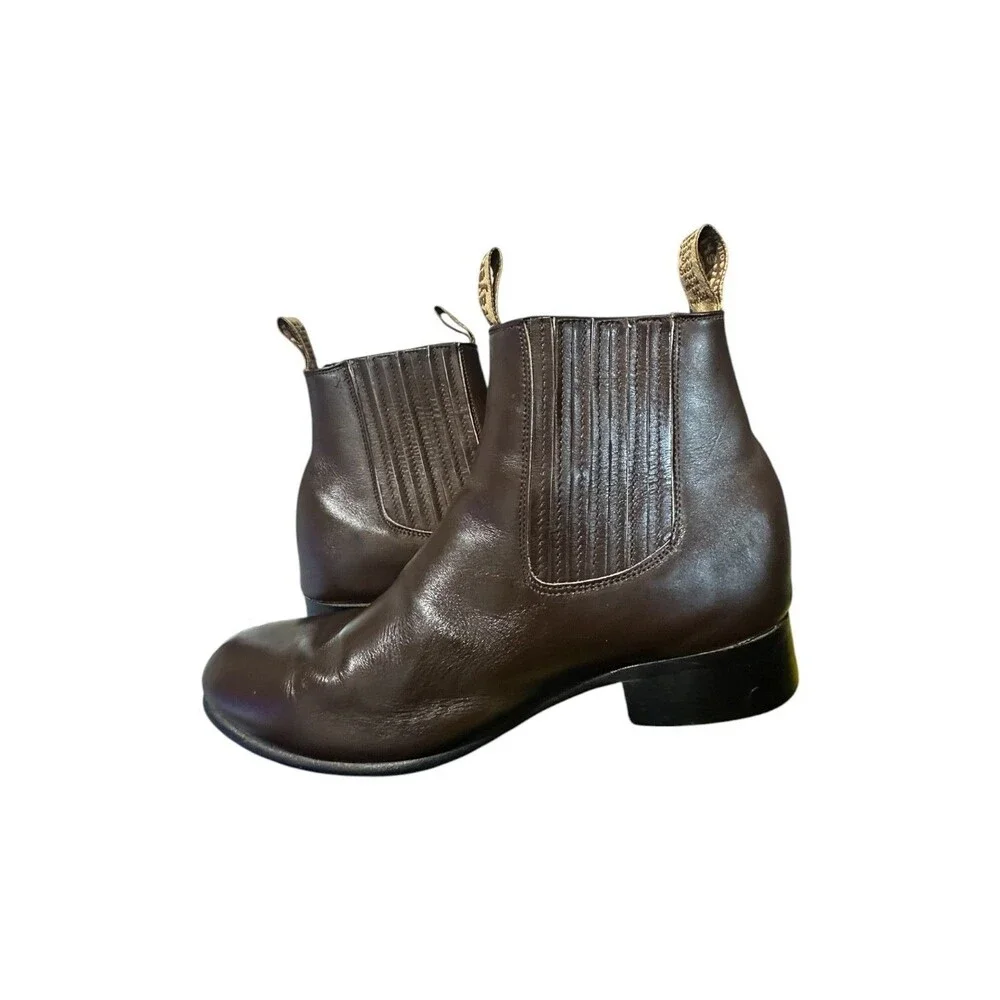 Frayeri Western Chelsea Ankle Stretch Boot Brown Leather Botina Mexico Sz 7 Mens